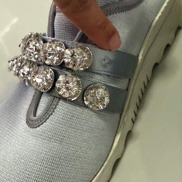 Miu Miu Grey Crystal Embellished Slip-On Sneakers Size 36.5 - Picture 5 of 14